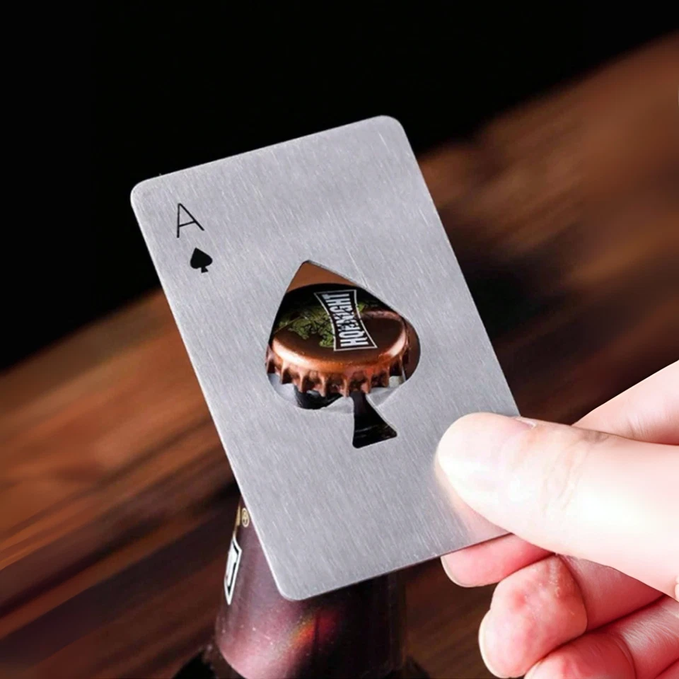 Poker Card Ace Stainless Steel Bottle Opener Beer Soda Cap Opener Bar Gift - Image 2 of 4