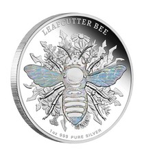 2026 Australian Native Bees Leafcutter Bee 1oz Silver Proof Hologram Coin (Rare)