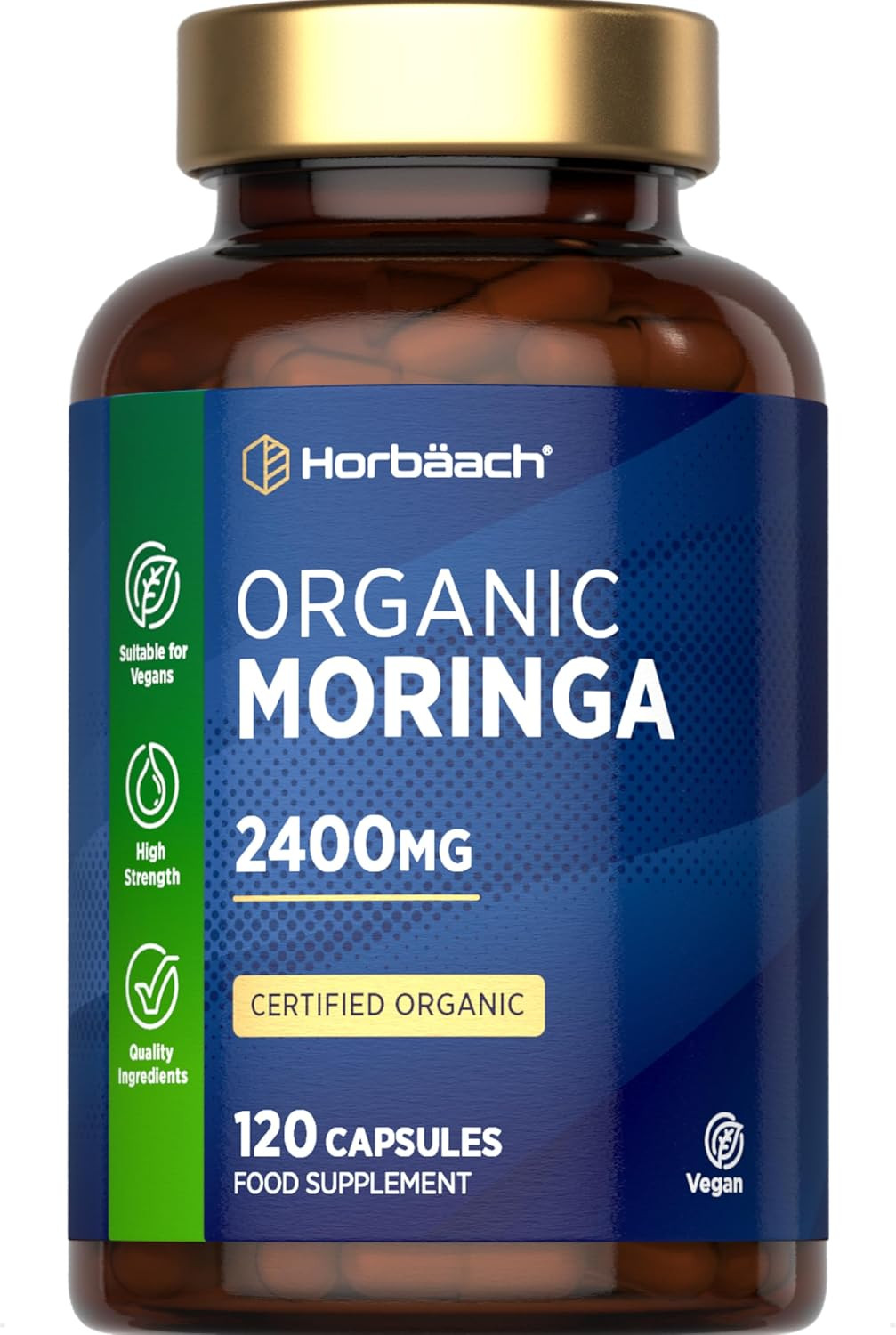 Organic Moringa Capsules 2400mg | High Strength Moringa Oleifera Leaves | 120 Ve