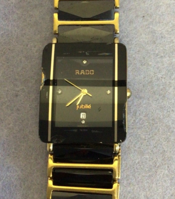 watch wristwatch untested 071 Rado black Swiss T4356 scratch gold proof Jubile - vintagewatches.pk