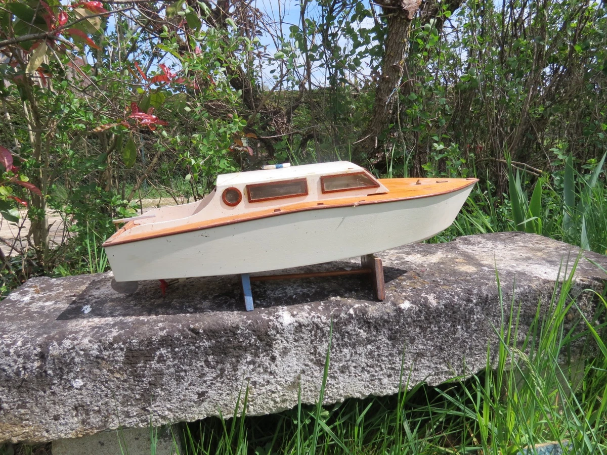 JOUET ANCIEN canot de bassin telecommandé HELLER maquette bateau