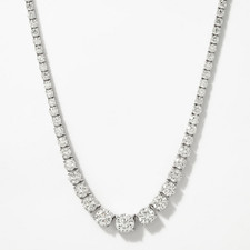 30.20 CTW Round Brilliant Cut Natural Diamond Graduated Tennis Necklace 16