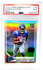 2019 Optic HOLO Refractive DARIUS SLAYTON RC Rookie Football Card PSA 9 MINT. rookie card picture