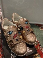 Sam Edelman Girls Liv Wendy Glittery Gold Sneakers US 5