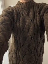 Monki Women's BOXY CABLE KNIT JUMPER IN CHOCOLATE BROWN Size XXS But Fits Size 8