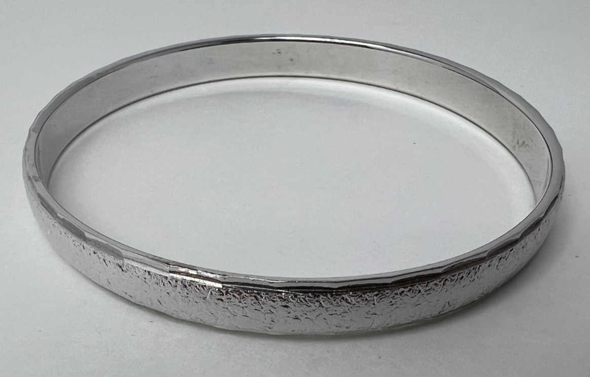 Vintage Monet Brushed Silver Tone Bangle Bracelet