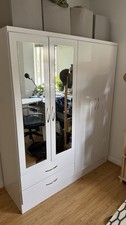 Modern Bedroom Furniture Set 4 Door 2 Drawer Mirrored Wardrobe Hanging Rail