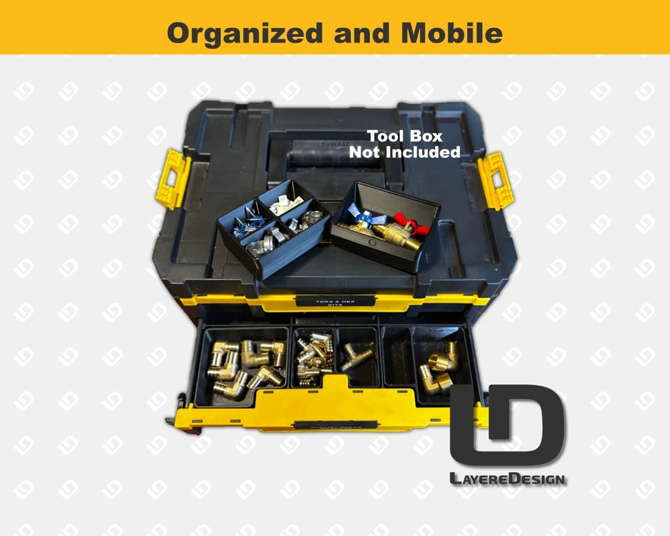 Dewalt TSTAK DWST17804 2-Drawer Organization Bins | Set of 3 | Black or Yellow - Image 3 of 3