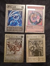 YUGIOH! - SLIFER + OBELISK + DRAGO BIANCO OCCHI BLU + MAGA NERA -GOLD METAL CARD