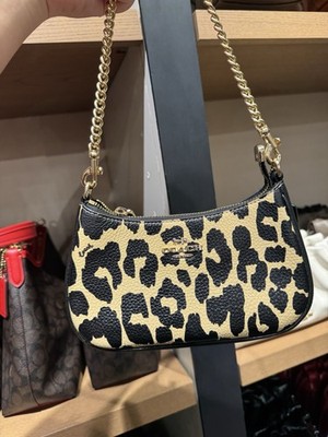 Coach Teri Mini Crossbody Bag With Leopard Print CBG65 Gold/Leopard Multi NWT