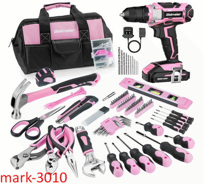 20V 236pcs Pink Cordless Drill Set Home Tool Kit w/ Bag DIY Gifts for Women DIYs
