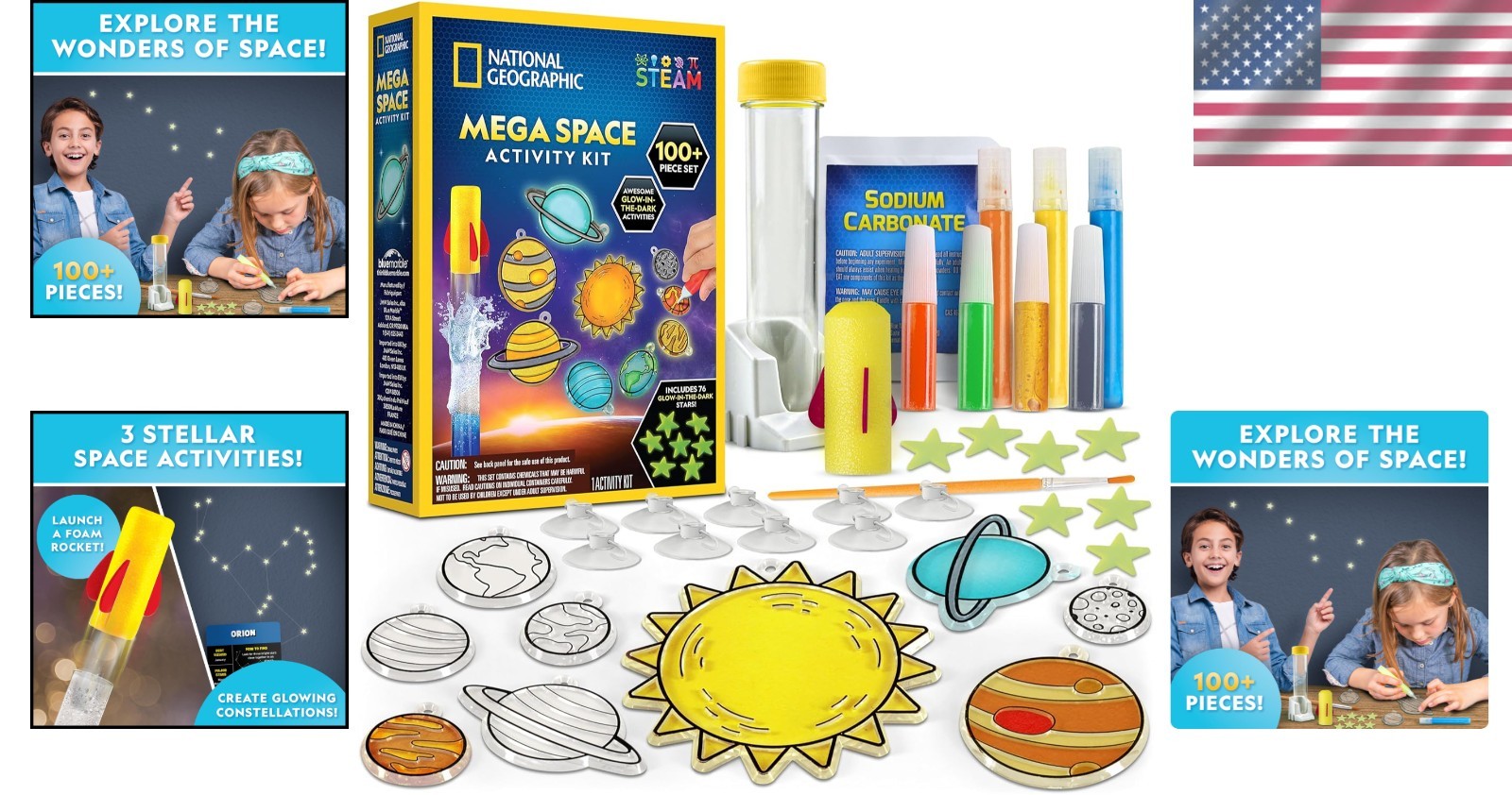 National Geographic Mega Space Activity Kit - 100+ Glow in Dark Crafts for Kids