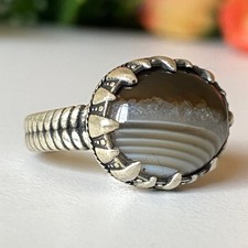 luxury middle eastern 925 sterling silver mens ring natural yemeni agate aqeeq