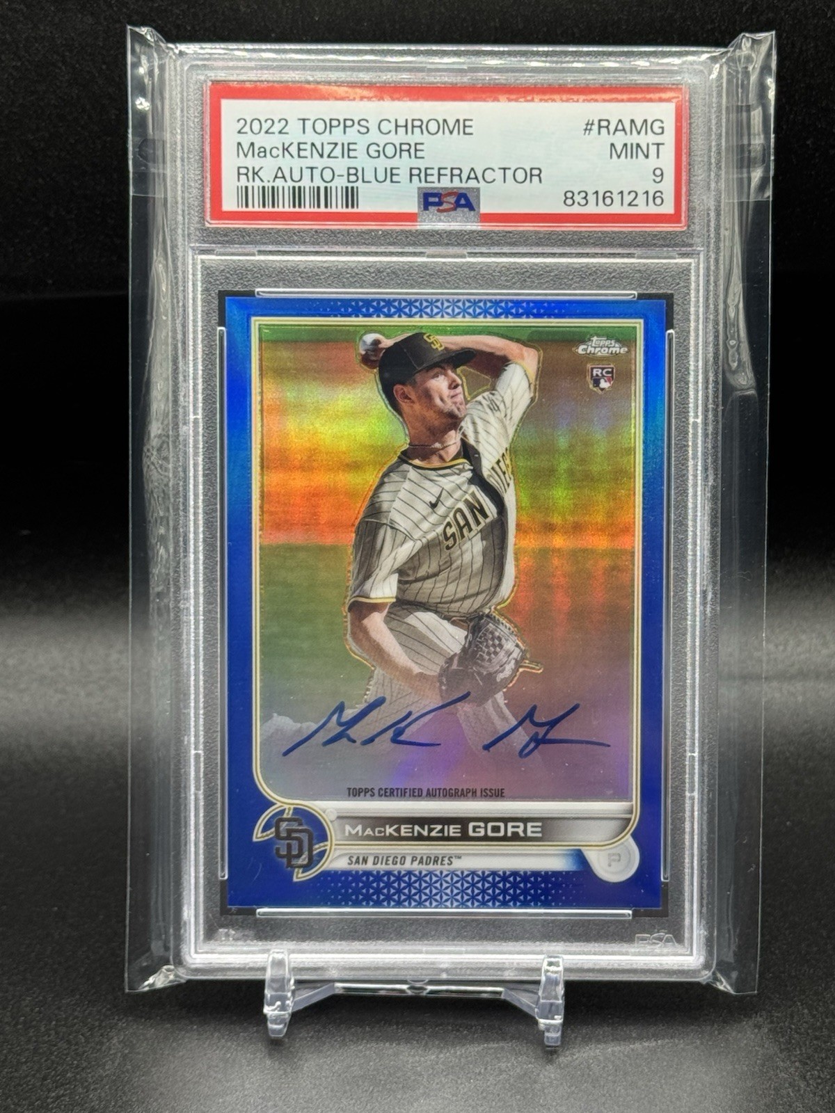 2022 Topps Chrome #RA-MG Mackenzie Gore Blue Rookie Auto /150 PSA 9