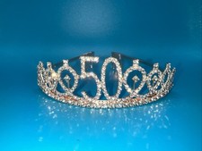 Gold Tone Blinging 50th birthday Crown/ Tiara To Be Worn By A QUEEN