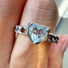 925 Sterling Silver Ring Heart 6mm Natural Blue Topaz Gemstone Handmade Chain — photo 3
