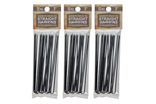 Hair Pins 3 Inch Straight 3 Packs 36 Pins Stainless Steel SILVER Heavy Duty S