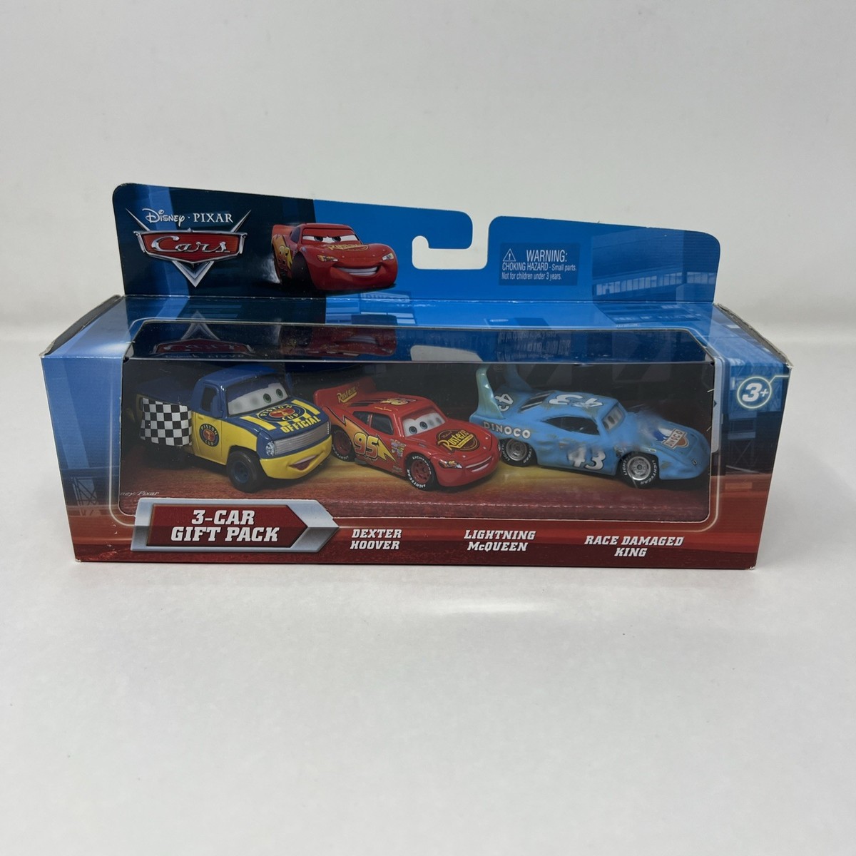 Disney Cars McQueen Dexter Hoover Race Damaged King 3pk for