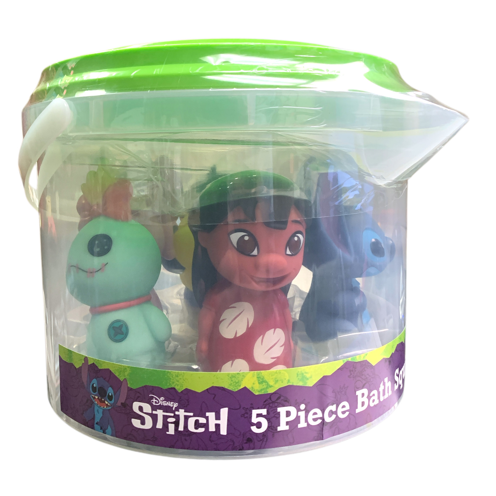 Набор для ванночки-брызгалки Stitch из 6 предметов, 5 игрушек для брызгания и ведерко для хранения