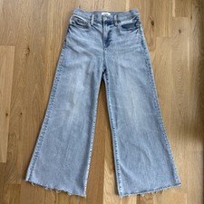 PISTOLA Lana High Rise Ultra Wide Leg Jeans Blase Light Wash Cropped Raw Hem 28