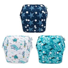 Baby Toddler Boy and Girl Swim Diapers, Reusable Adjustable Washable One Si...