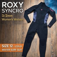 Roxy Syncro 3/2mm Full Wetsuit Womens 12 Black Surf Neoprene Suit