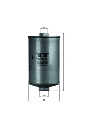 Mahle KL 28 fuel filter for Audi, Hafei, Seat, VW