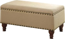 Home Decor | Upholstered Storage Bench with Nailhead Trim | Ottoman with Storage