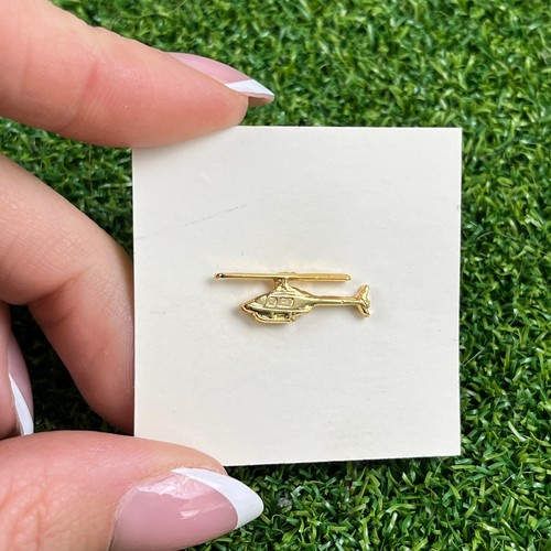 Vintage Gold Tone Helicopter Lapel Pin Aviation Pilot Bell Helicopter 70s