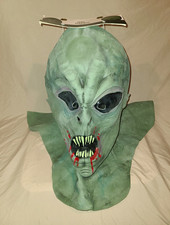 Alien Green Full Latex Large Halloween Mask Lights Up
