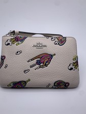 Coach Cosmic Corner Zip Wristlet Rocket Print NWT CW864 Multi Color Silver Blue
