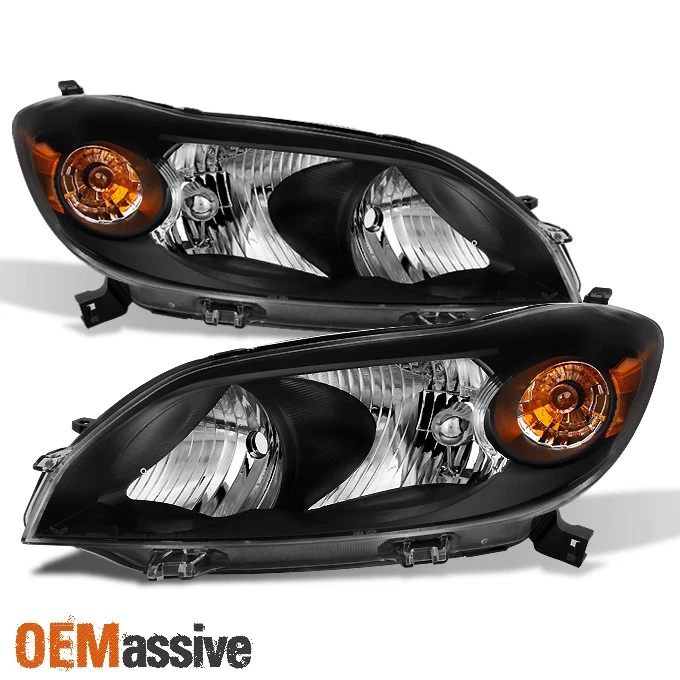 Fits 2009 2010 2011 2012 2013 Toyota Matrix Left+Right Side Black Headlights - Image 2 of 4