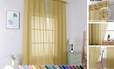 Sheer Curtains 96 Inches Long 2 Panels, Light 42"W x 96"L Pack of 2 Gold