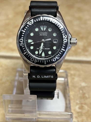 Rare Women Citizen Eco-Drive Diver 300M Stainless Steel E068-S016533