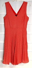 Banana Republic Orange White Print Sleeveless Pleated Skirt Lined Dress 4 NWTS!