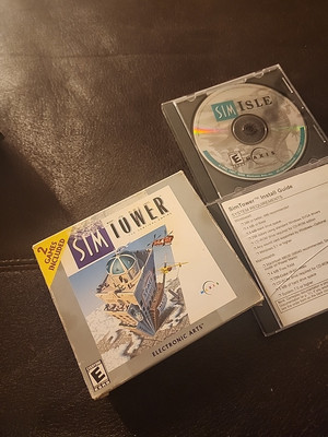 Vtg Sim Tower & Sim Isle 2-Disk MAXIS 1995 PC CD-ROM 