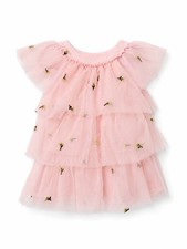 Zara Pink Tiered Tulle Gold Embroidered Dress Baby Girl 12-18M