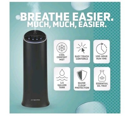 Pure Guardian 1.5 Gallon Ultrasonic Cool Mist Humidifier, 100 Hour Run Time