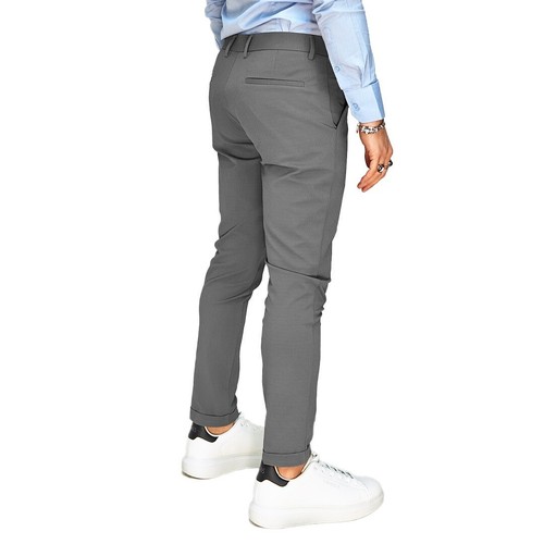 Pantalone Uomo Slim Fit Elegante Classico Elasticizzato Antipiega Blu Beige RDV - Foto 27 di 30