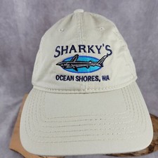 Sharky's Ocean Shores WA Hat Triangle Sport Headwear Dad Canvas Cap Adj Cotton