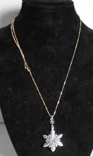 Jingle & Joy Silver/Goldtone Xmas Snowflake With Message Inside Necklace NIB
