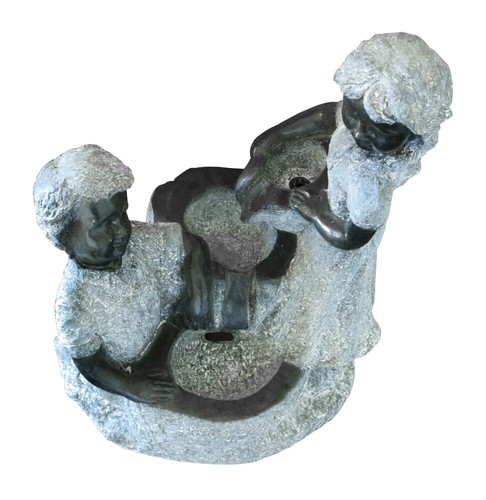 Brunnen mit LED Beleuchtung XL in Granitoptik "Junge + Mädchen" - Gartenbrunnen - Bild 2 von 3