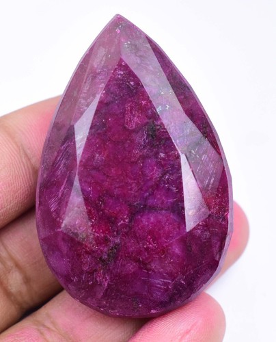 278.5 CT Natural Huge Red Ruby Certified Earth-Mined Pear Cut Loose Gemstone