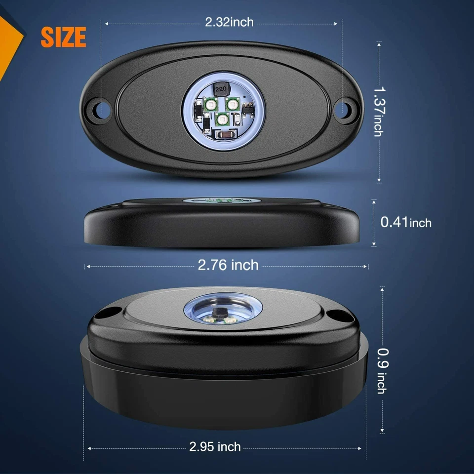 4x cápsulas LED luces de roca aptas para camiones todoterreno JEEP UTV ATV barco luz debajo de la carrocería Foto 2 de 4