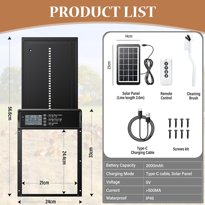 Porta Automatica Pollaio Solare Con Timer E Telecomando - Lega Alluminio, Anti-schiacciamento, Batteria 4000mAh - Foto 10
