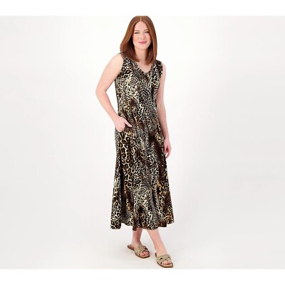 Attitudes by Renee Como Jersey Pet Diamondback Midi Dress Spotted Cat Small  NEW | eBay