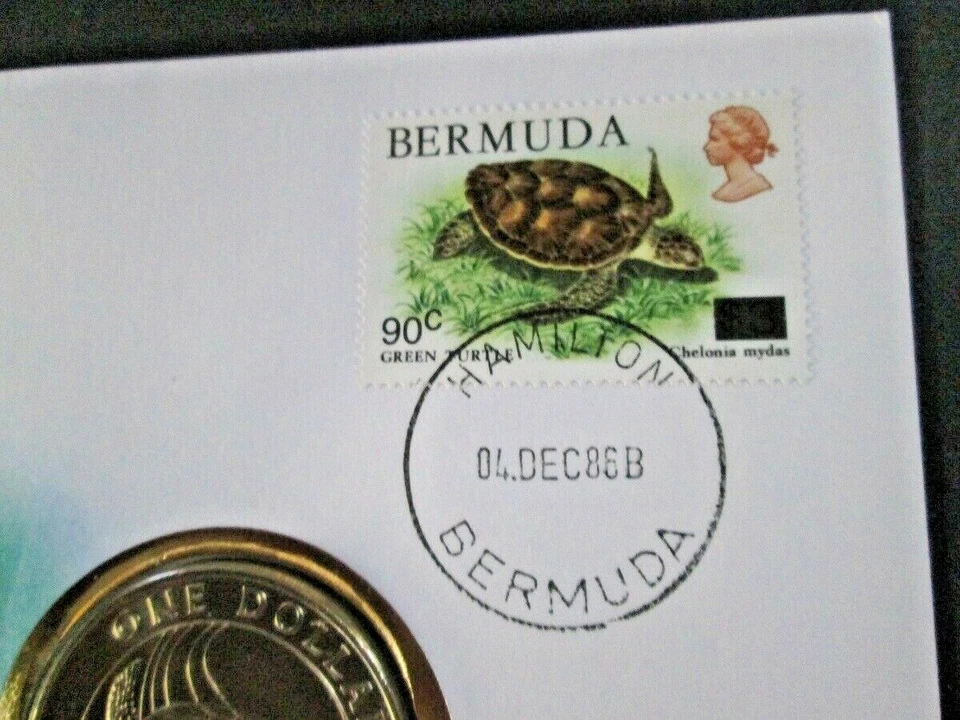 Bermuda - " GREEN TURTLE ~ WWF " PNC / Coin Cover 1986 ! - Image 3 of 4