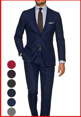 Mens Medium Blue Suit 42r Jacket 36 Pants Formal Casual Bespoke Wool Suits