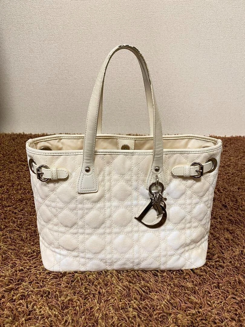 Sac fourre tout CHRISTIAN DIOR Panarea cannage ivoire blanc occasion