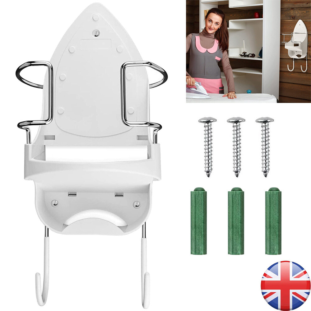 Ironing Board Holder Wall Mount - White, For Iron & Board Storage, Tools & Hardware Accessory, Easy Installation